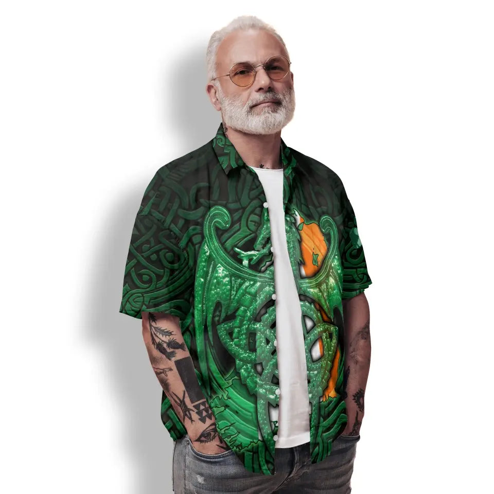 Irish Hawaiian Shirt - The Green Dragon Of Ireland