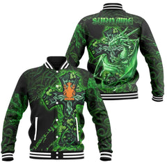 Irish Baseball Jacket - Celtic Cross & Dragon