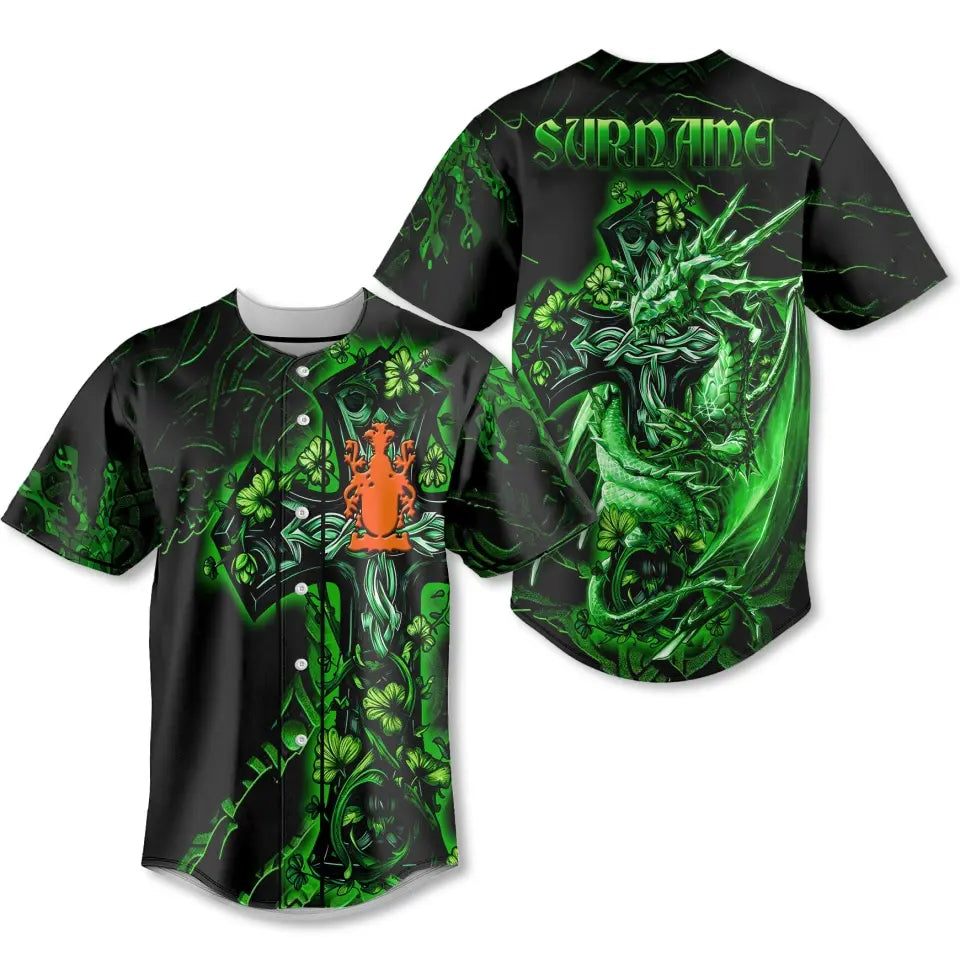 Irish Baseball Jersey - Celtic Cross & Dragon