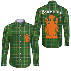 Irish Long Sleeve Button Shirt - Crest & National Plaid