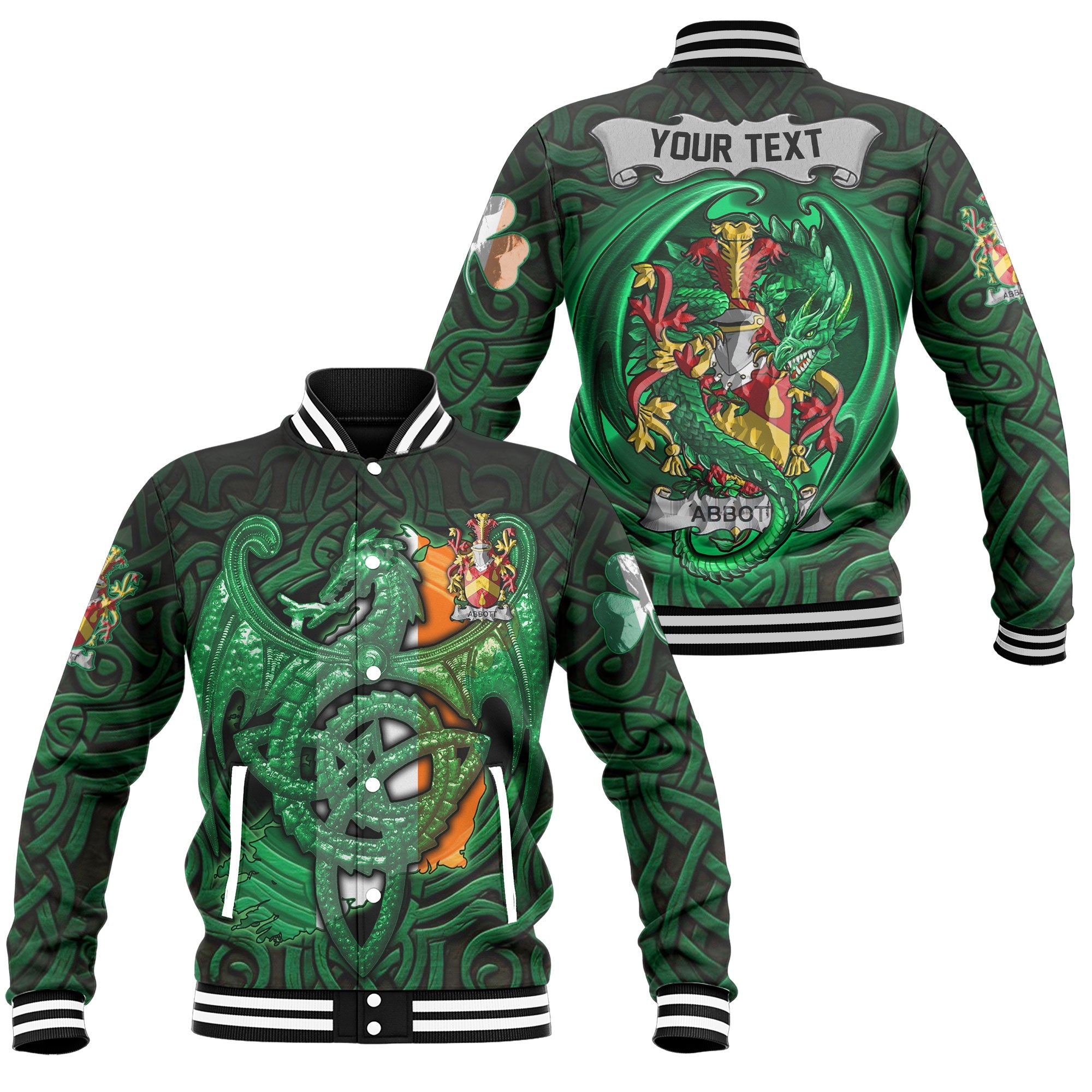 Abbott Baseball Jackets The Green Dragon Of Ireland Style