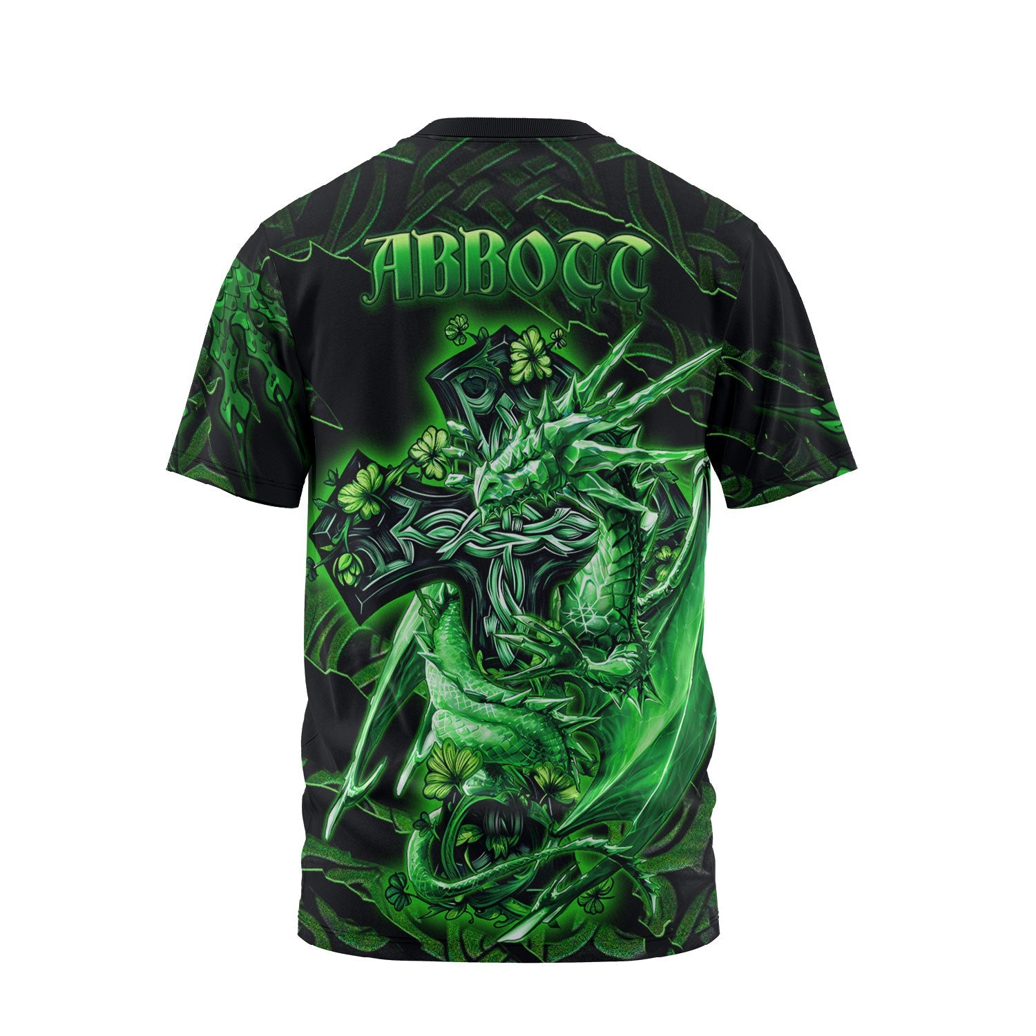 Abbott T-Shirts Celtic Cross And Dragon Style