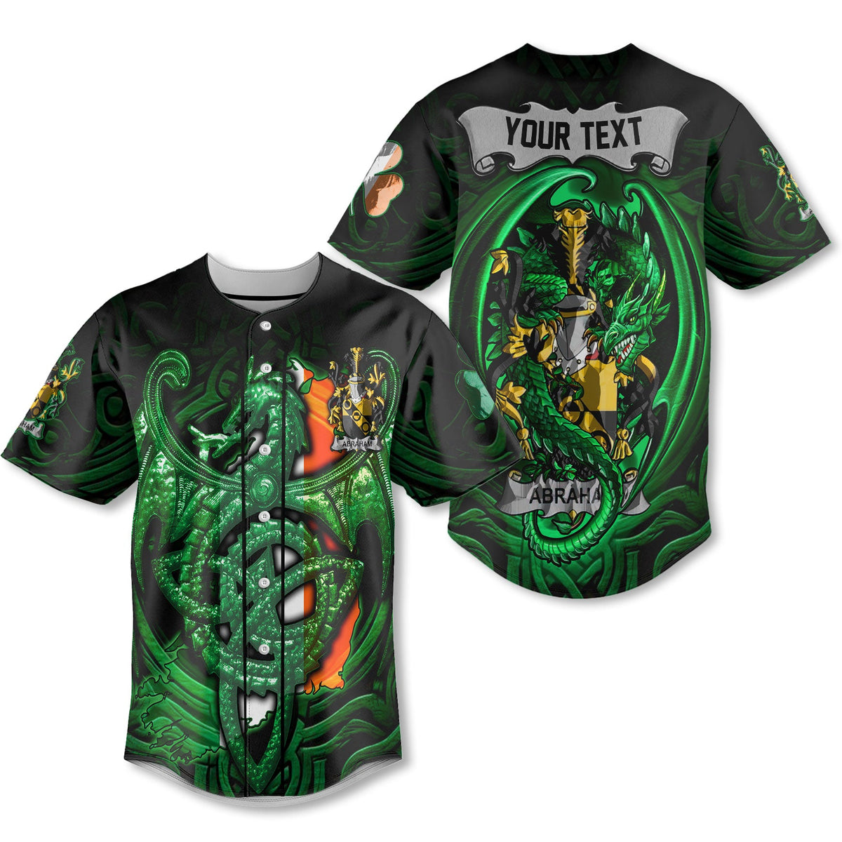 Abraham Baseball Jerseys The Green Dragon Of Ireland Style