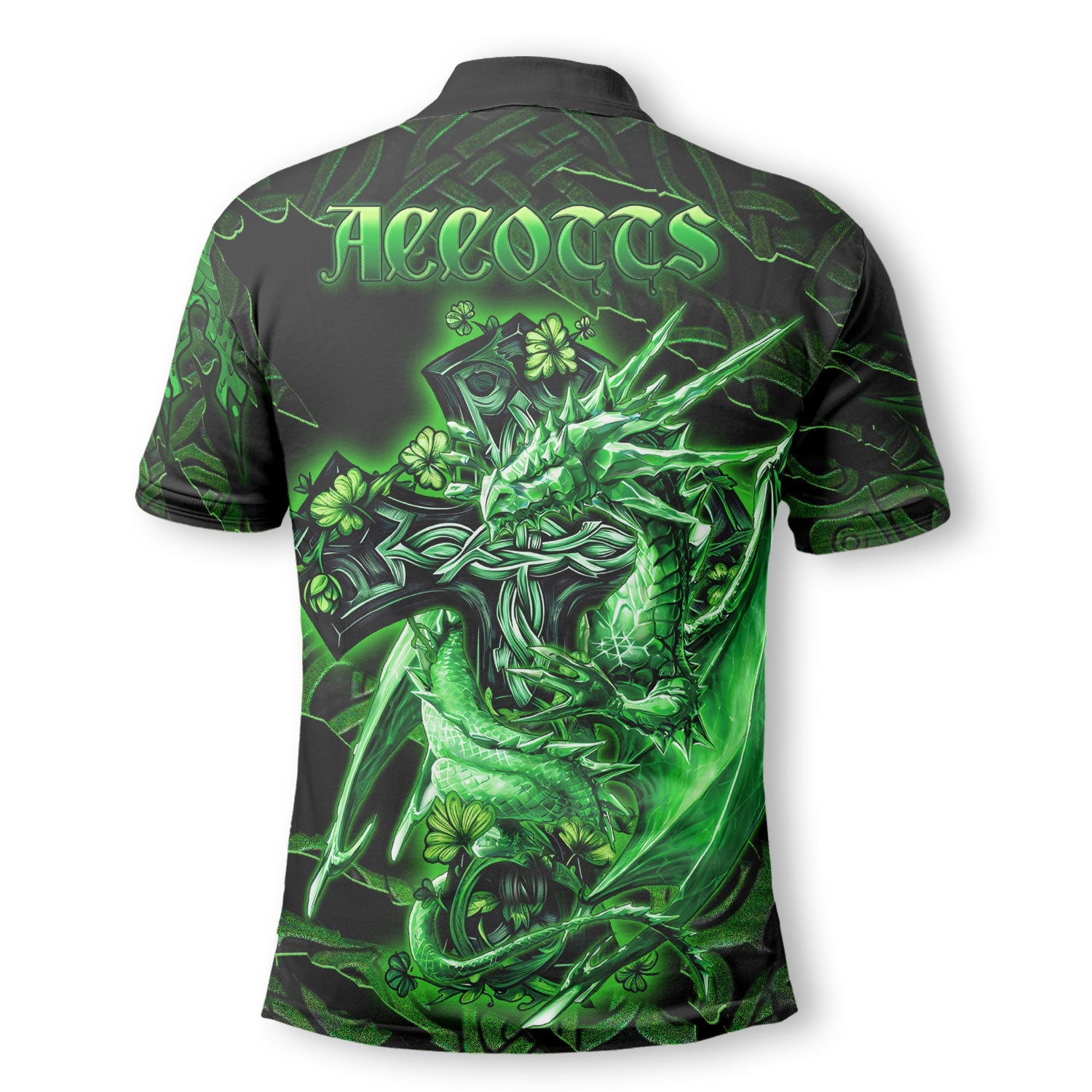 Accotts Polo Shirts Celtic Cross And Dragon Style