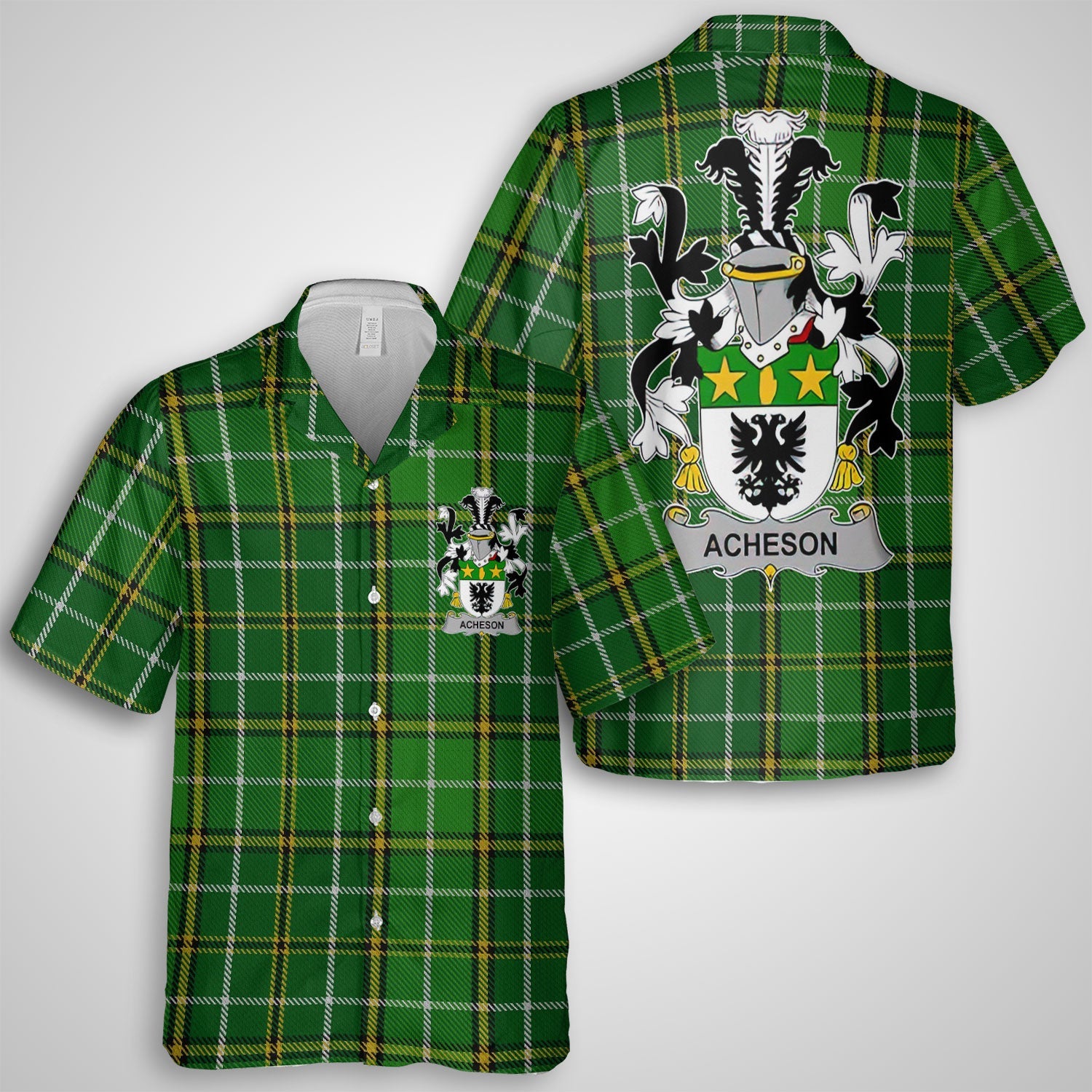 Acheson Hawaiian Shirts Crest And National Plaid Style