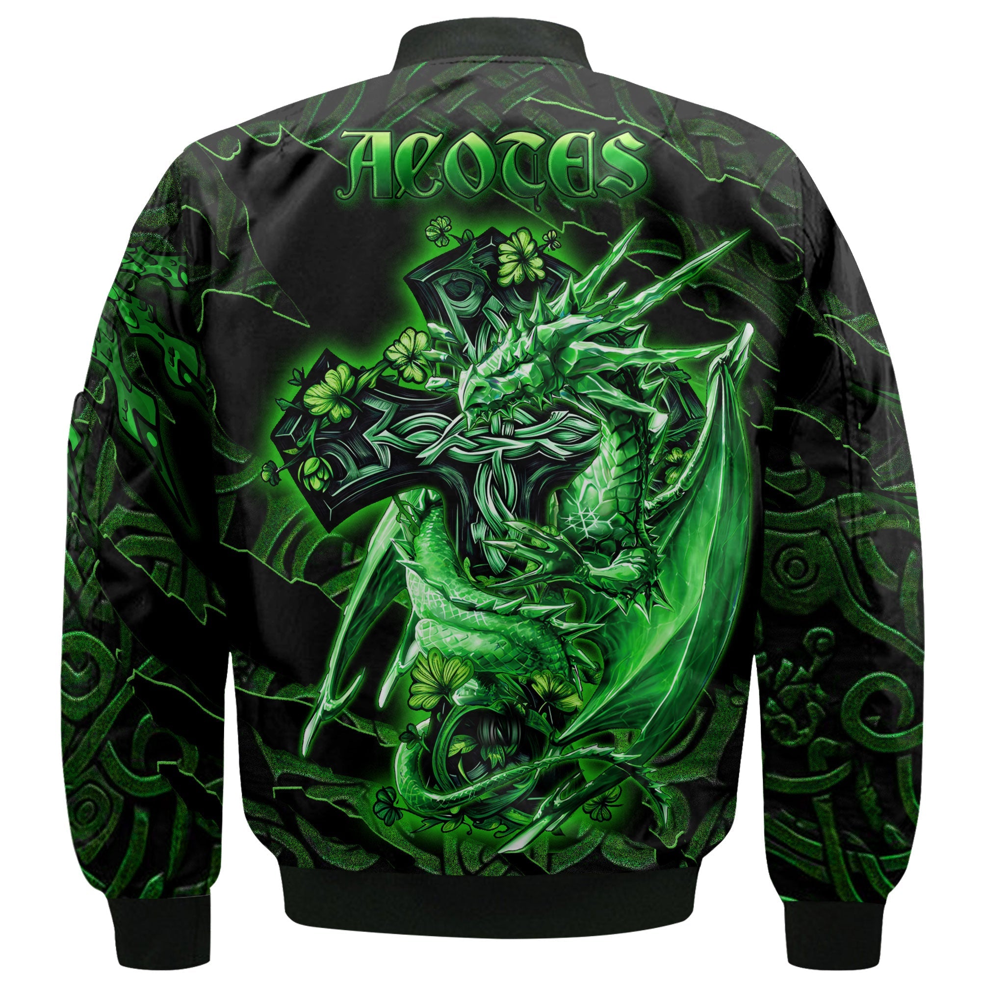 Acotes Bomber Jackets Celtic Cross And Dragon Style