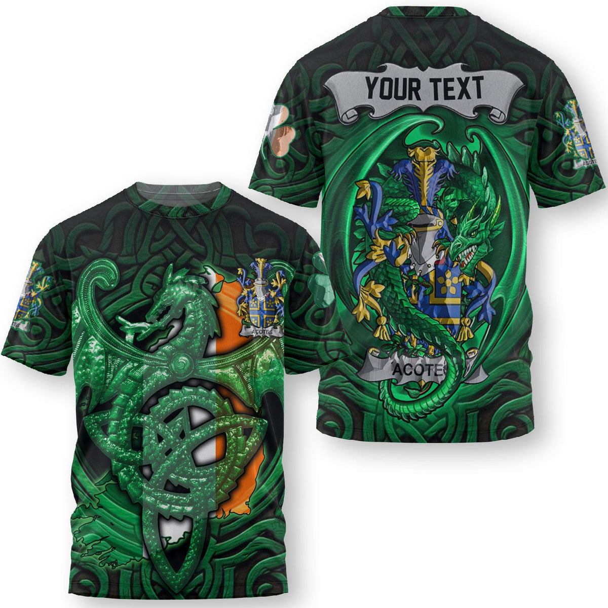 Acotes T-Shirts The Green Dragon Of Ireland Style