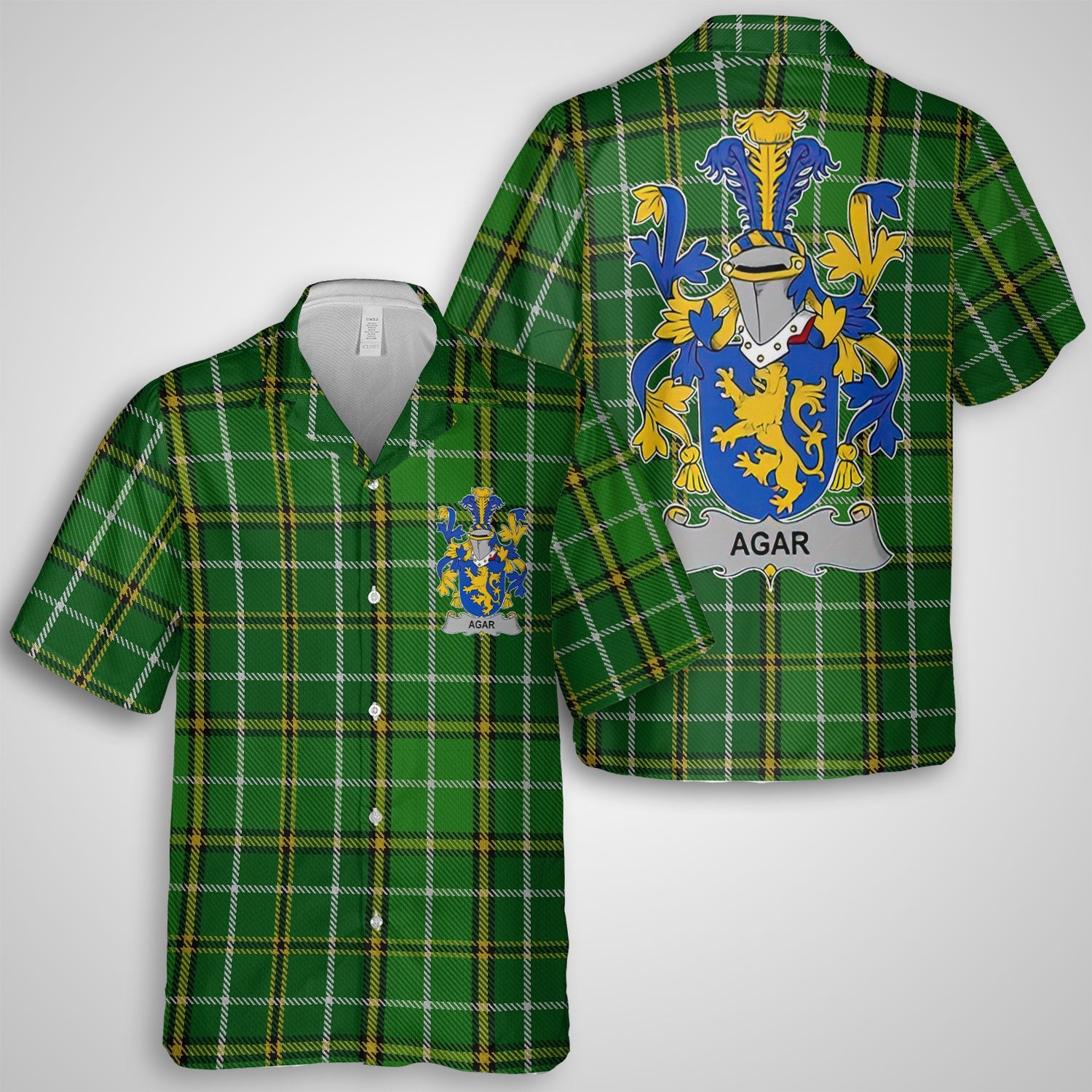 Agar Hawaiian Shirts Crest And National Plaid Style