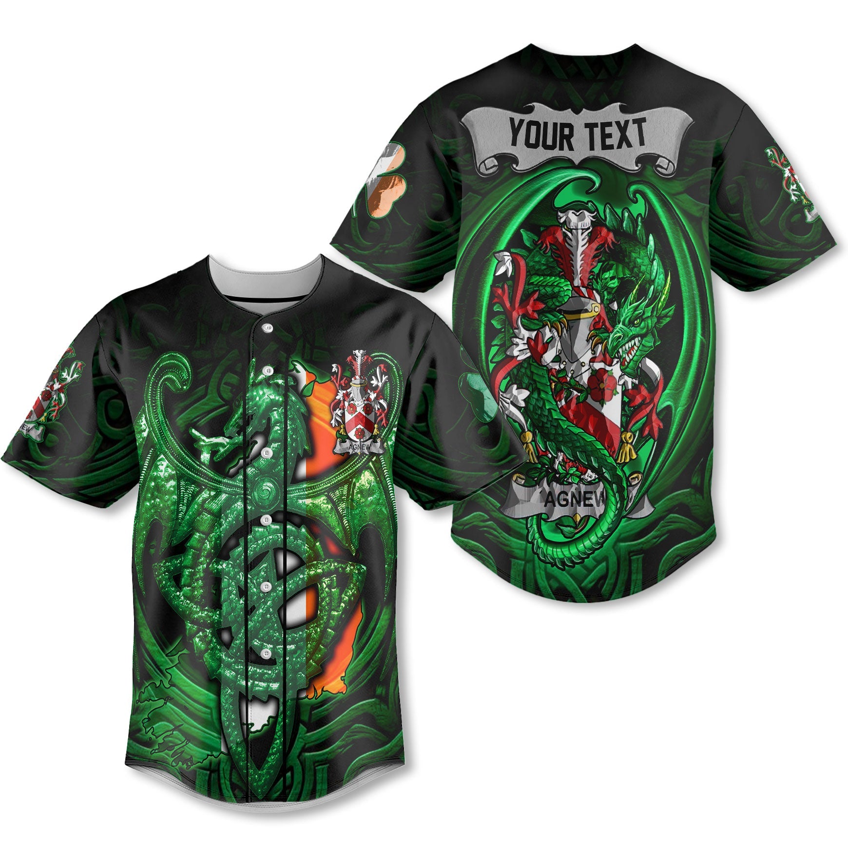 Agnew Baseball Jerseys The Green Dragon Of Ireland Style