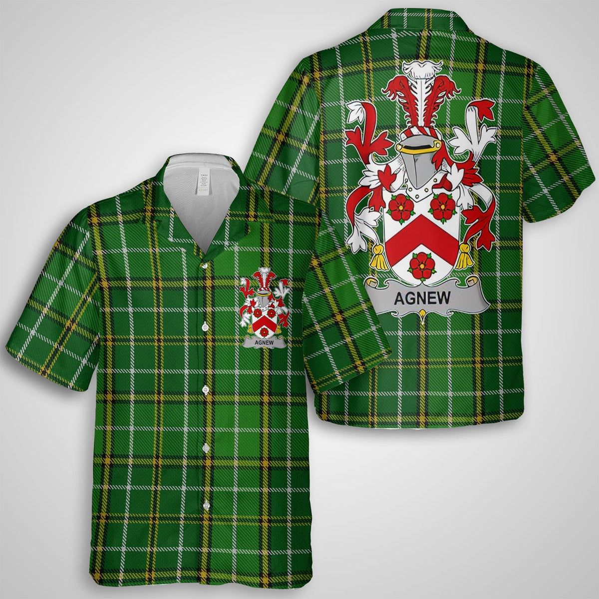 Agnew Hawaiian Shirts Crest And National Plaid Style