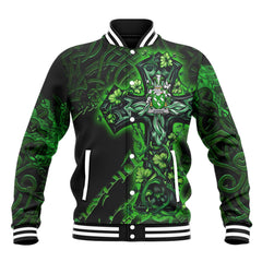 Aherne or Mulhern Baseball Jackets Celtic Cross And Dragon Style