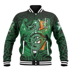 Aherne or Mulhern Baseball Jackets The Green Dragon Of Ireland Style