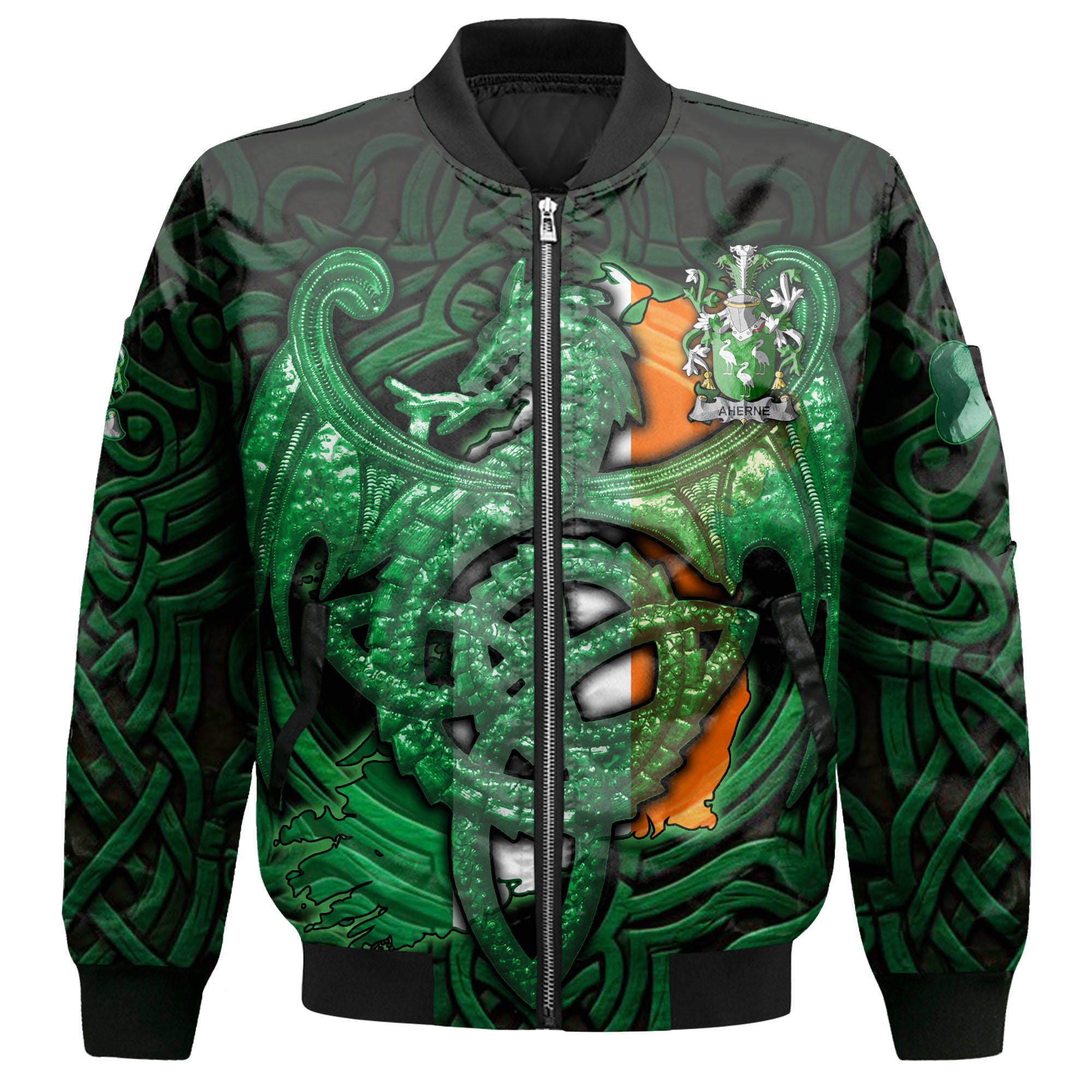 Aherne or Mulhern Bomber Jackets The Green Dragon Of Ireland Style