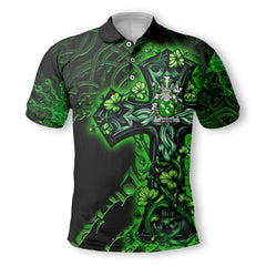 Aherne or Mulhern Polo Shirts Celtic Cross And Dragon Style