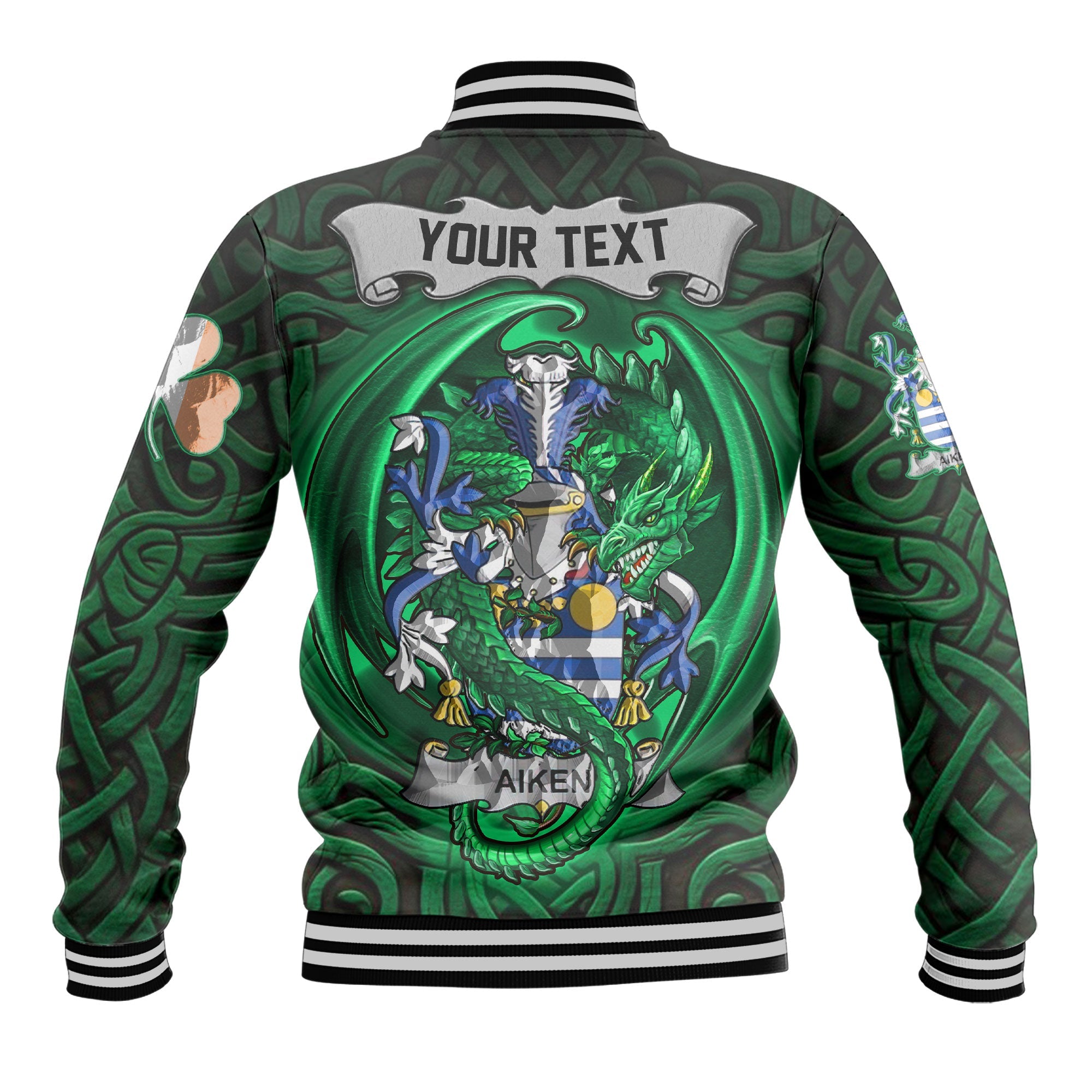 Aiken Baseball Jackets The Green Dragon Of Ireland Style