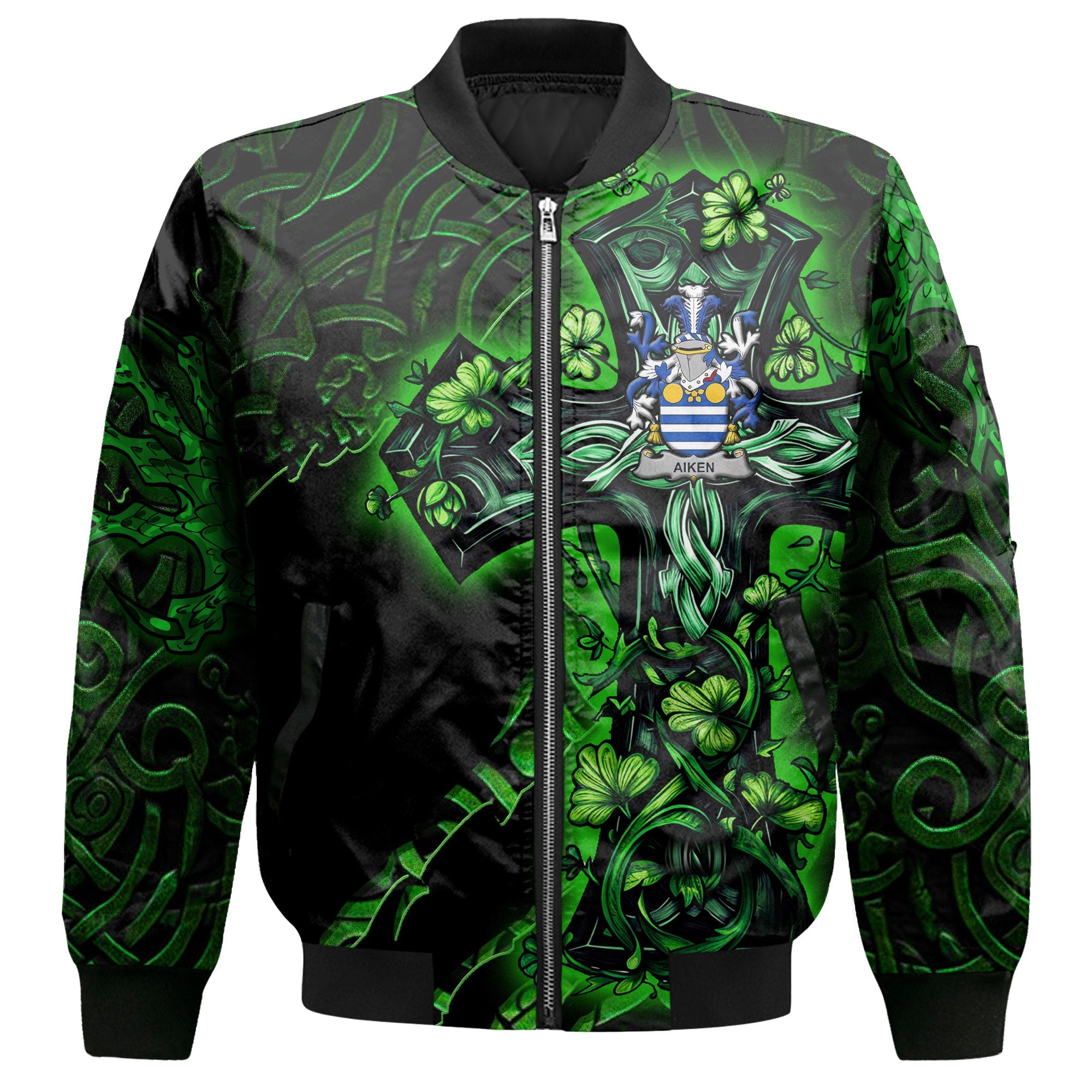 Aiken Bomber Jackets Celtic Cross And Dragon Style