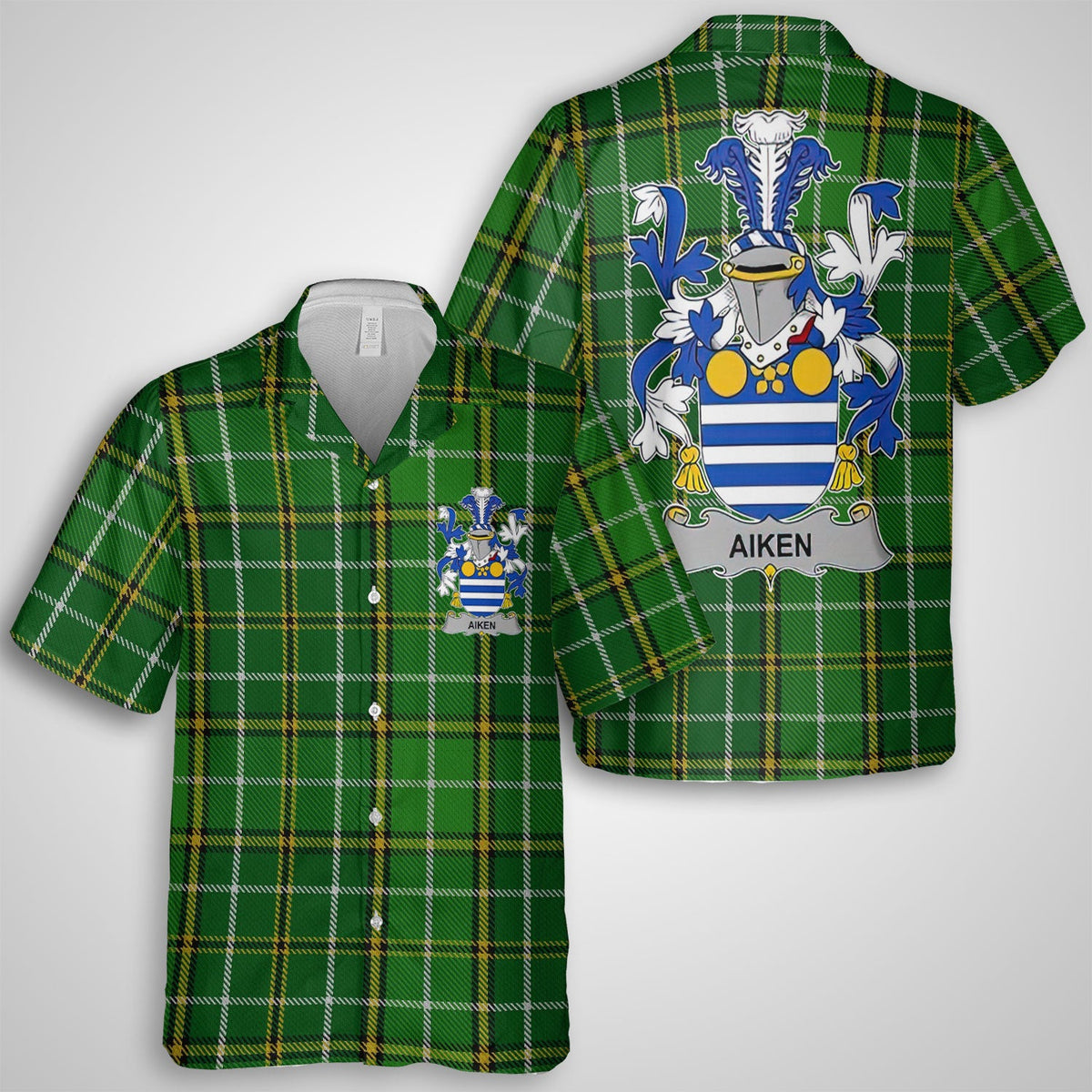 Aiken Hawaiian Shirts Crest And National Plaid Style