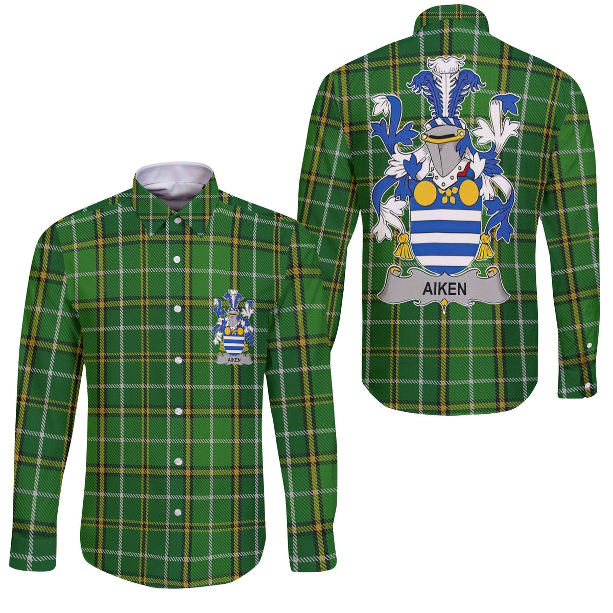 Aiken Long Sleeve Button Shirts Crest And National Plaid Style