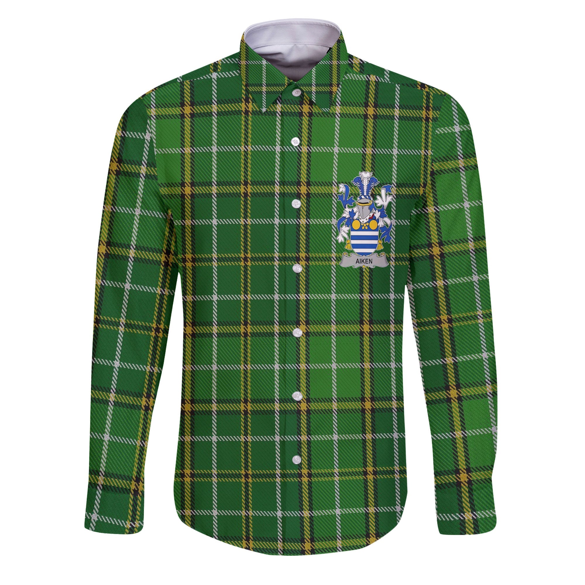 Aiken Long Sleeve Button Shirts Crest And National Plaid Style