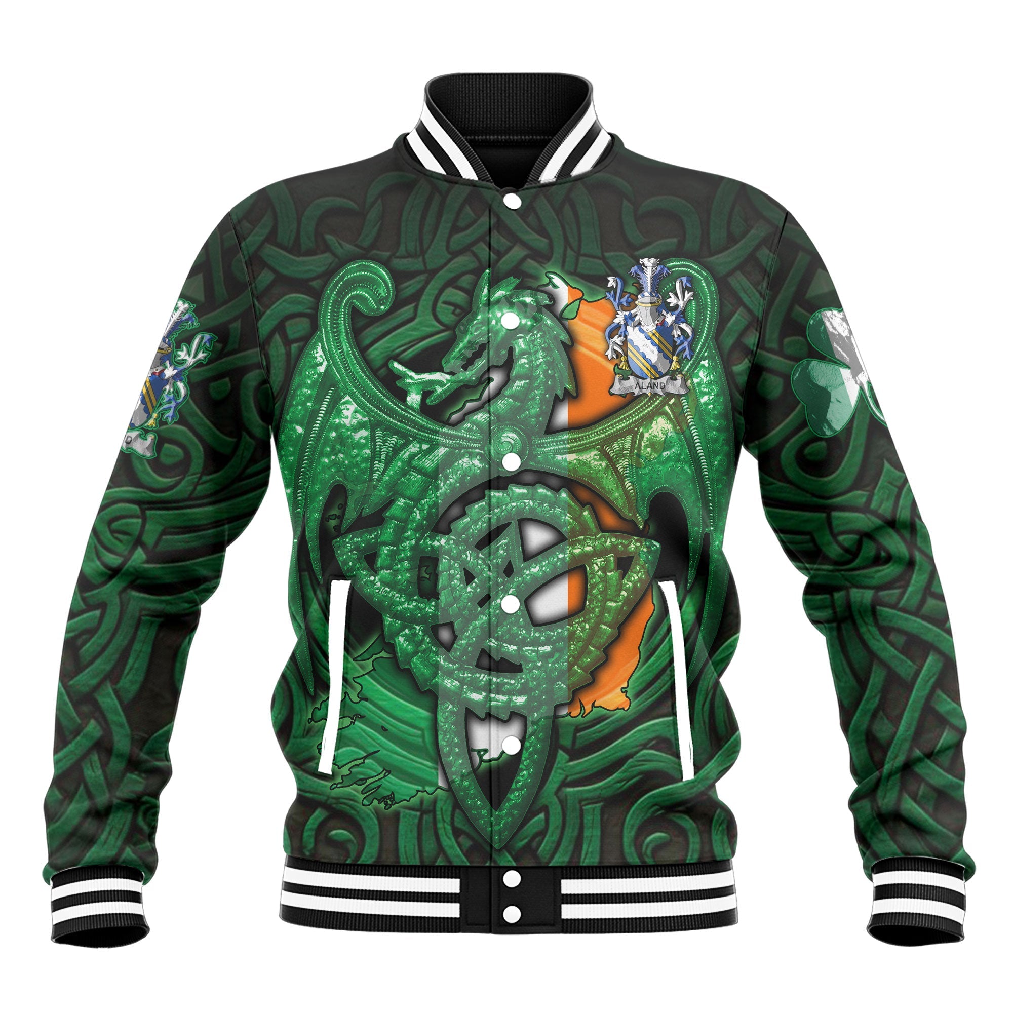 Aland Baseball Jackets The Green Dragon Of Ireland Style