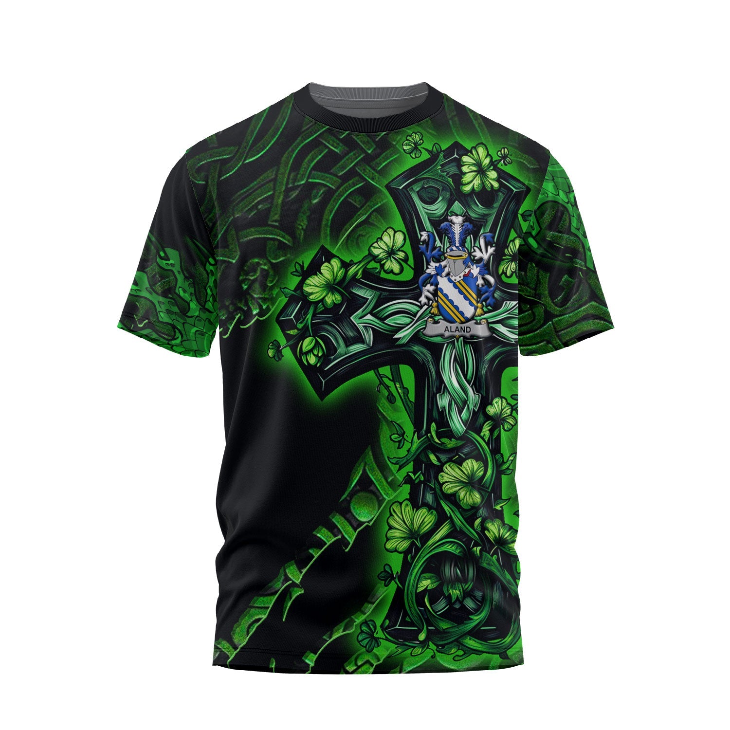 Aland T-Shirts Celtic Cross And Dragon Style