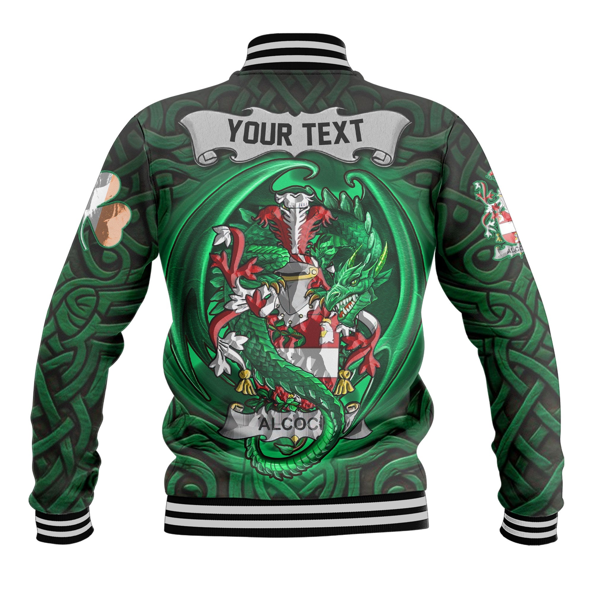 Alcock Baseball Jackets The Green Dragon Of Ireland Style