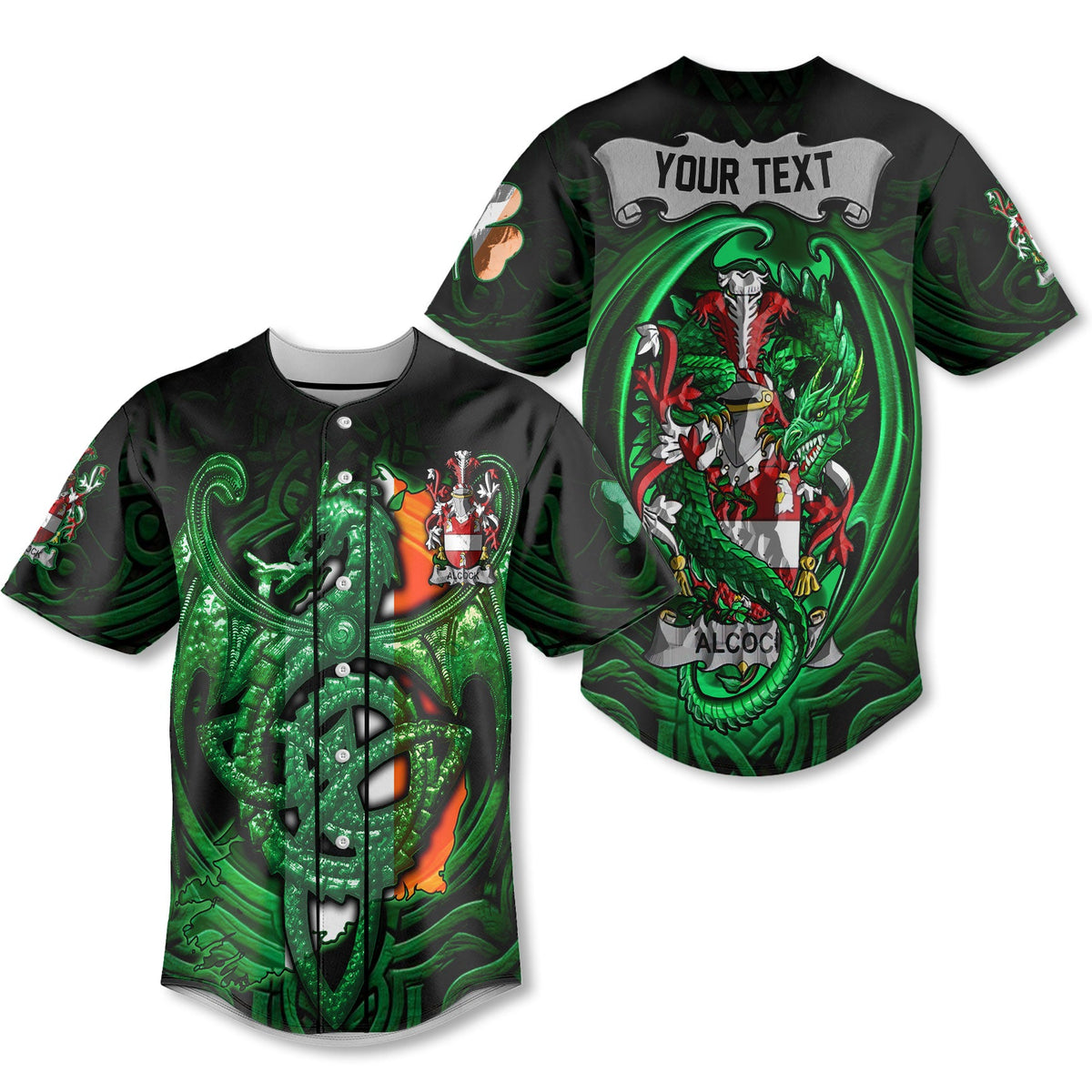 Alcock Baseball Jerseys The Green Dragon Of Ireland Style