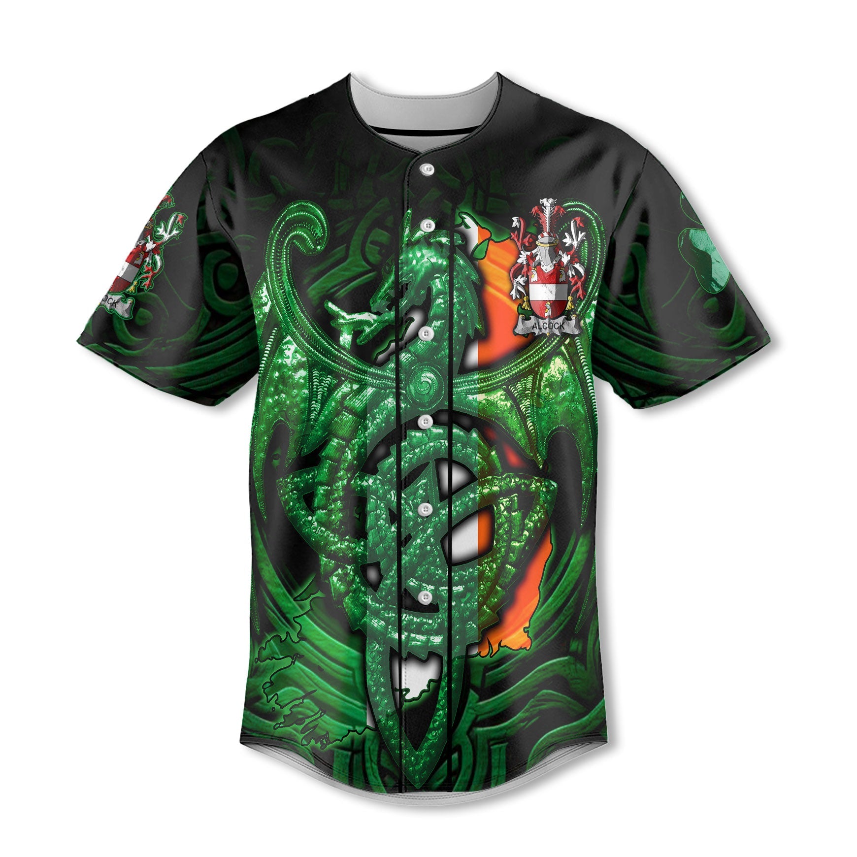 Alcock Baseball Jerseys The Green Dragon Of Ireland Style