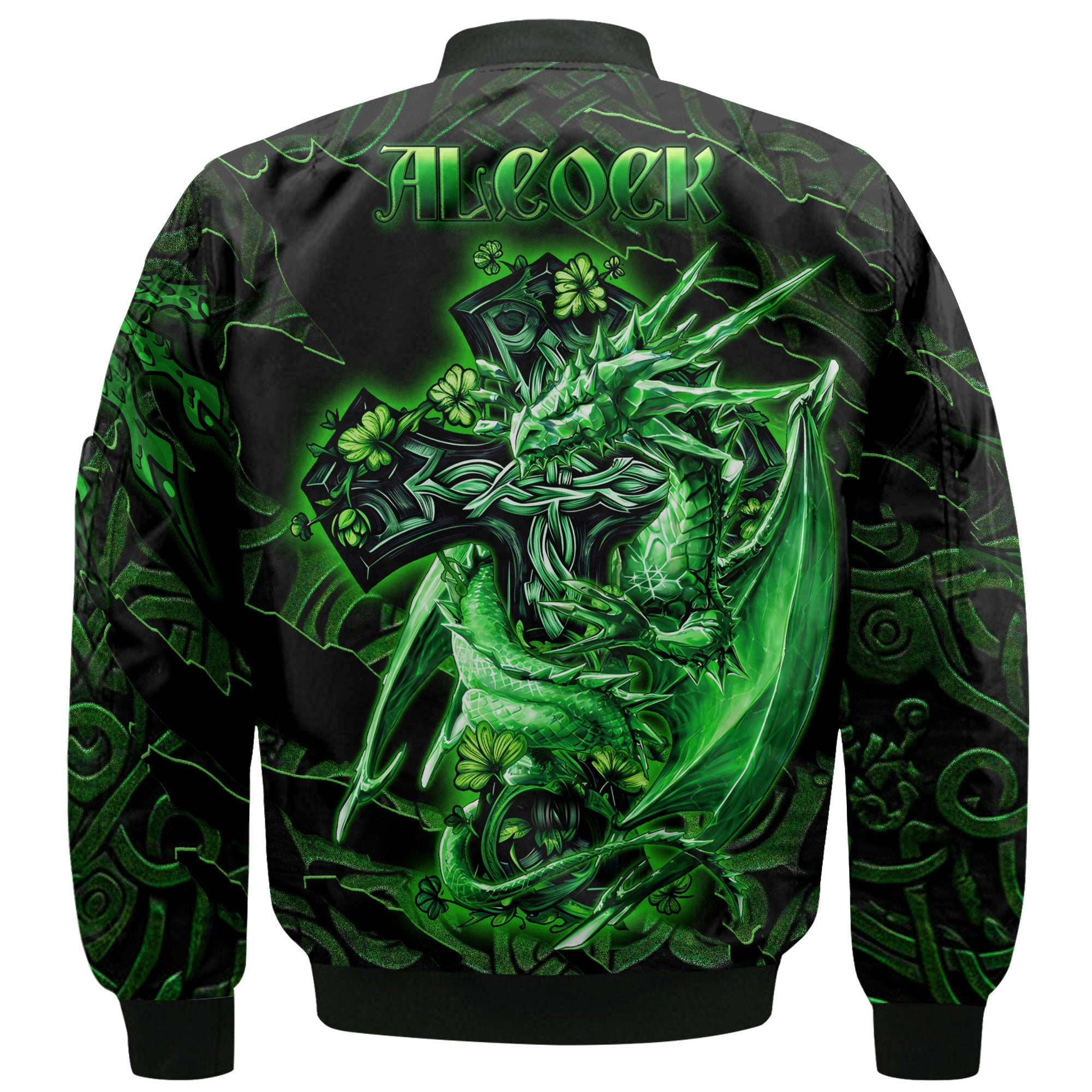 Alcock Bomber Jackets Celtic Cross And Dragon Style