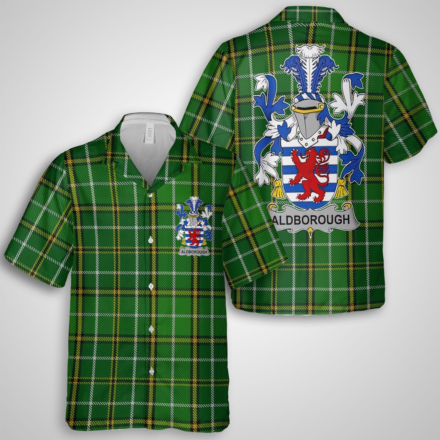 Aldborough Hawaiian Shirts Crest And National Plaid Style