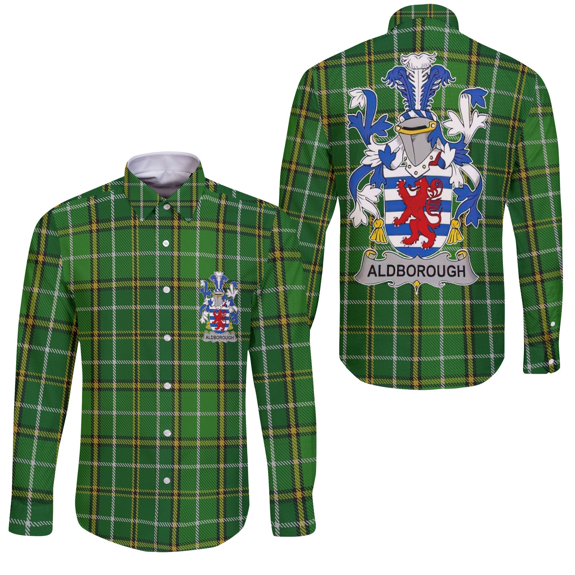 Aldborough Long Sleeve Button Shirts Crest And National Plaid Style