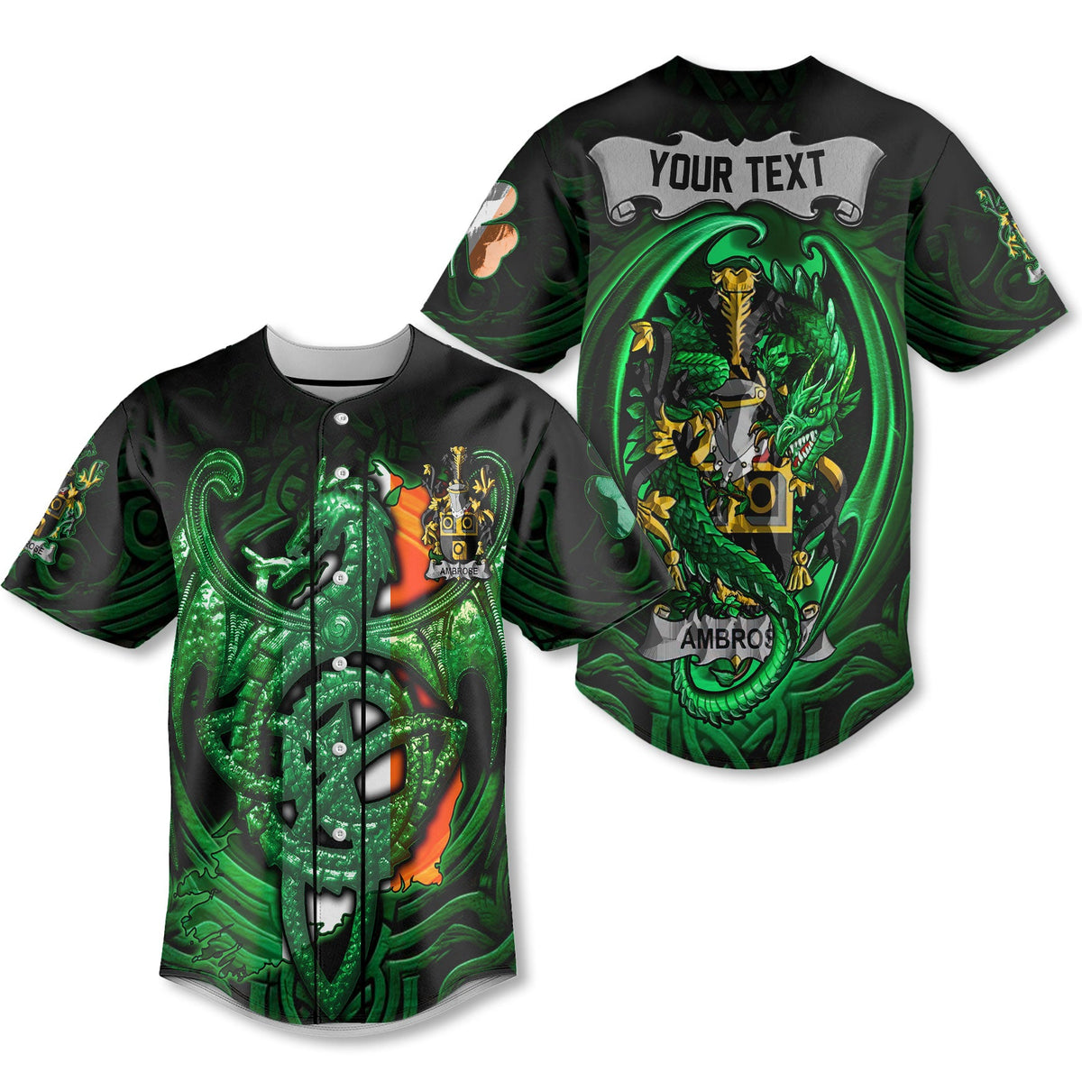 Ambrose Baseball Jerseys The Green Dragon Of Ireland Style