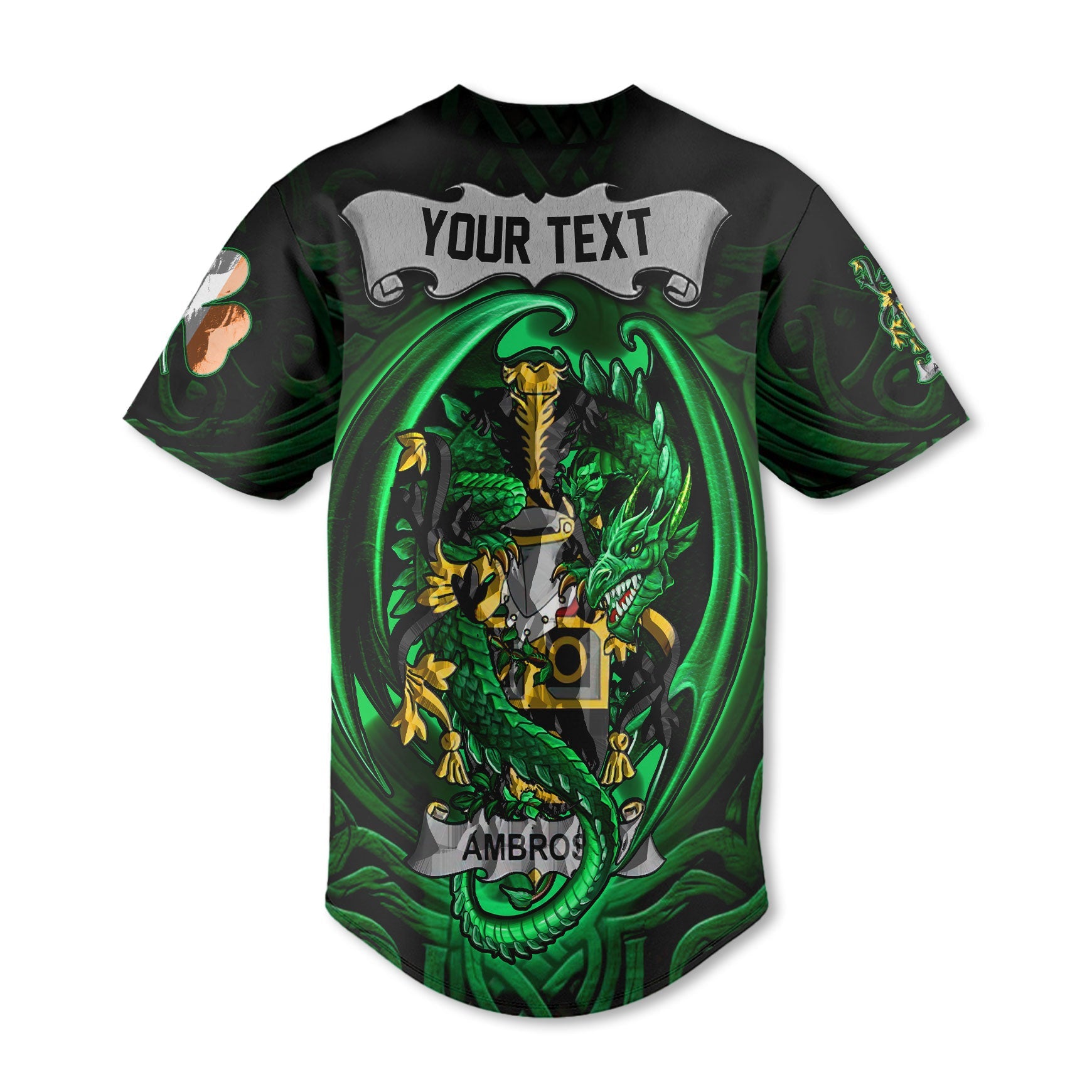 Ambrose Baseball Jerseys The Green Dragon Of Ireland Style