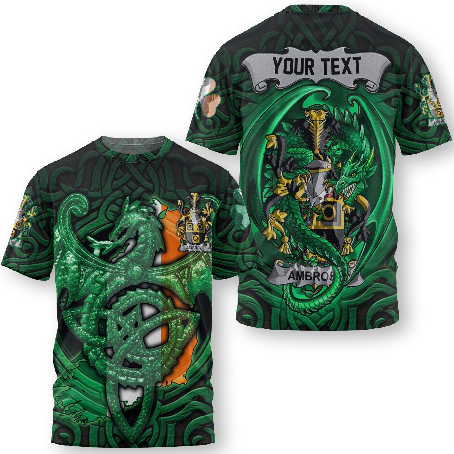 Ambrose T-Shirts The Green Dragon Of Ireland Style