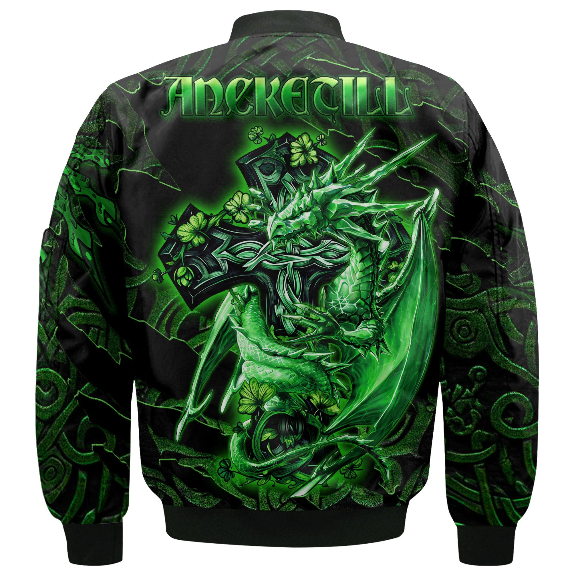 Ancketill Bomber Jackets Celtic Cross And Dragon Style