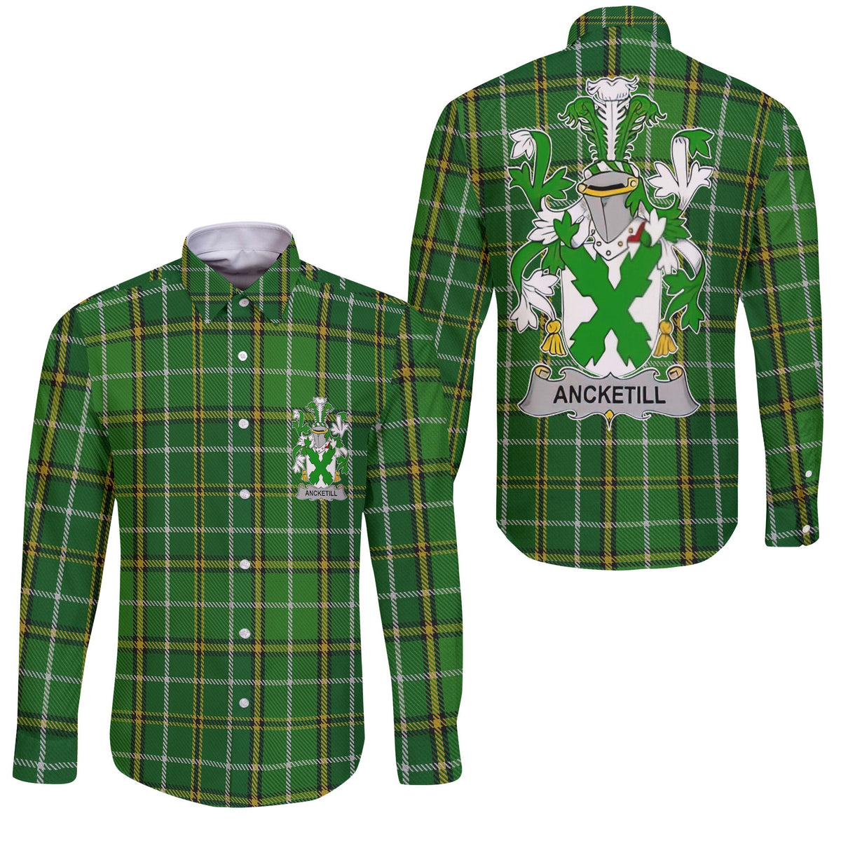 Ancketill Long Sleeve Button Shirts Crest And National Plaid Style