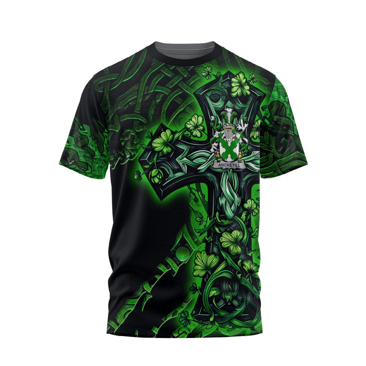 Ancketill T-Shirts Celtic Cross And Dragon Style