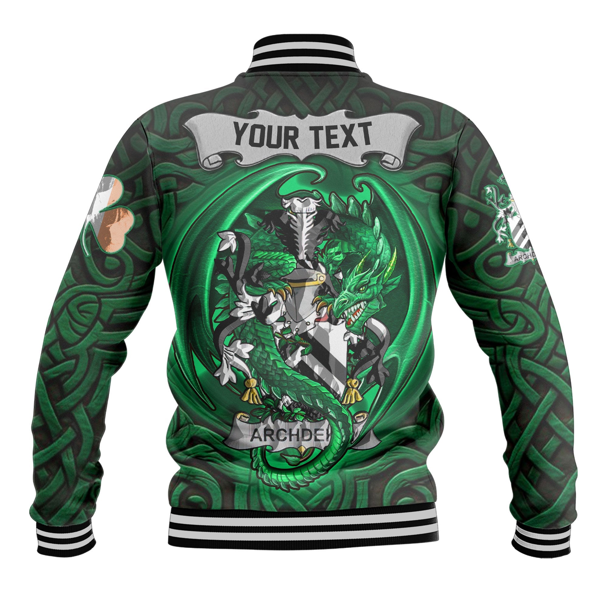 Archdekin Baseball Jackets The Green Dragon Of Ireland Style