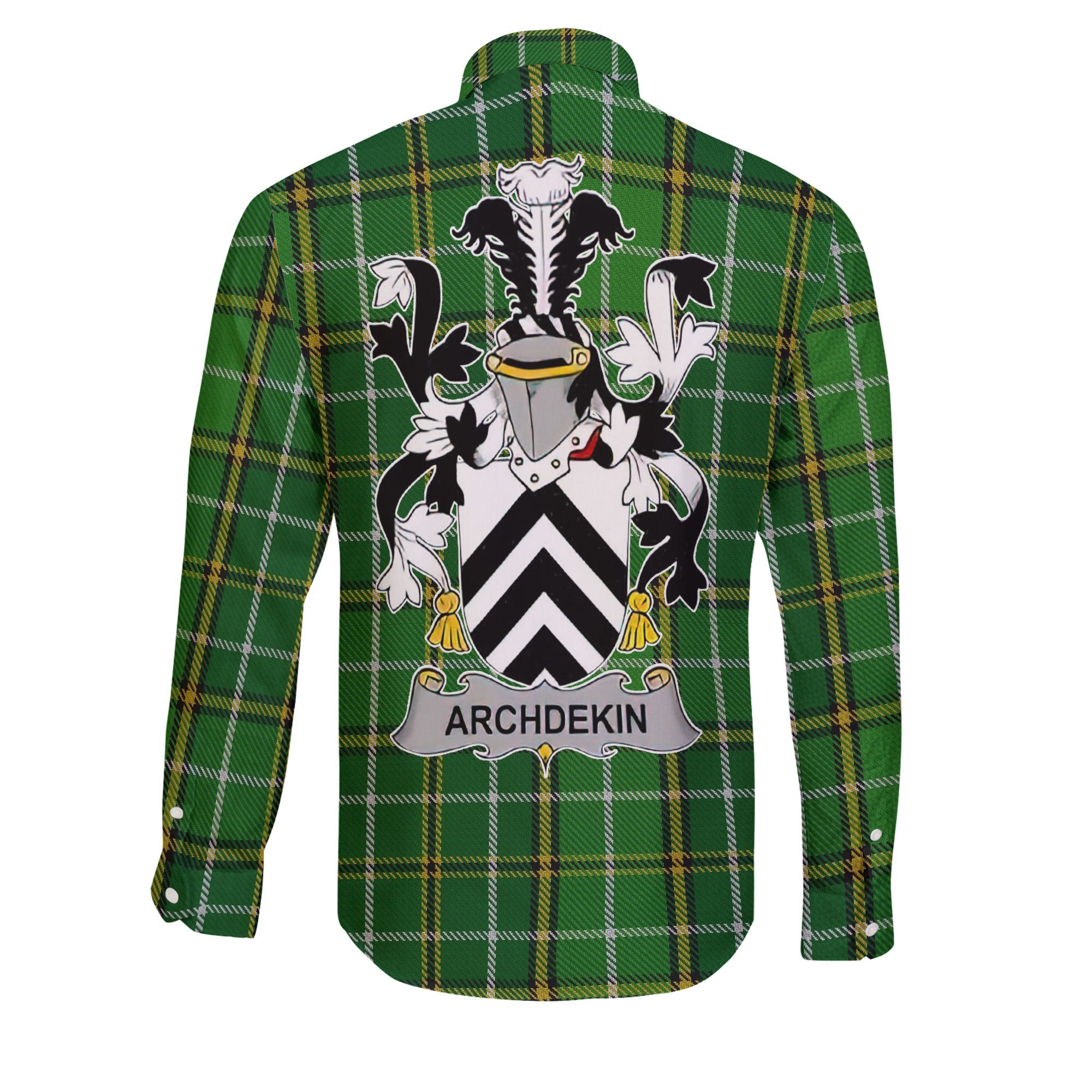 Archdekin Long Sleeve Button Shirts Crest And National Plaid Style