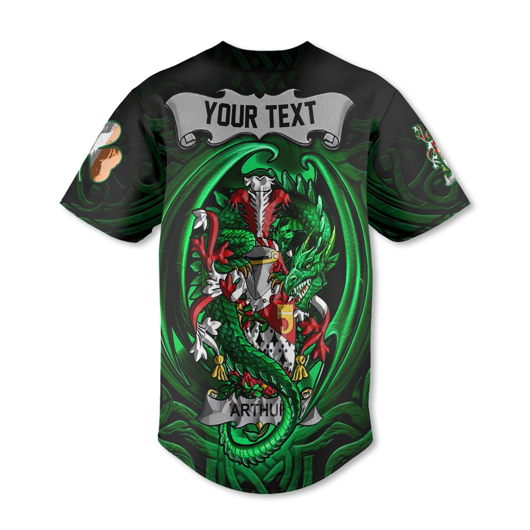 Arthur Baseball Jerseys The Green Dragon Of Ireland Style