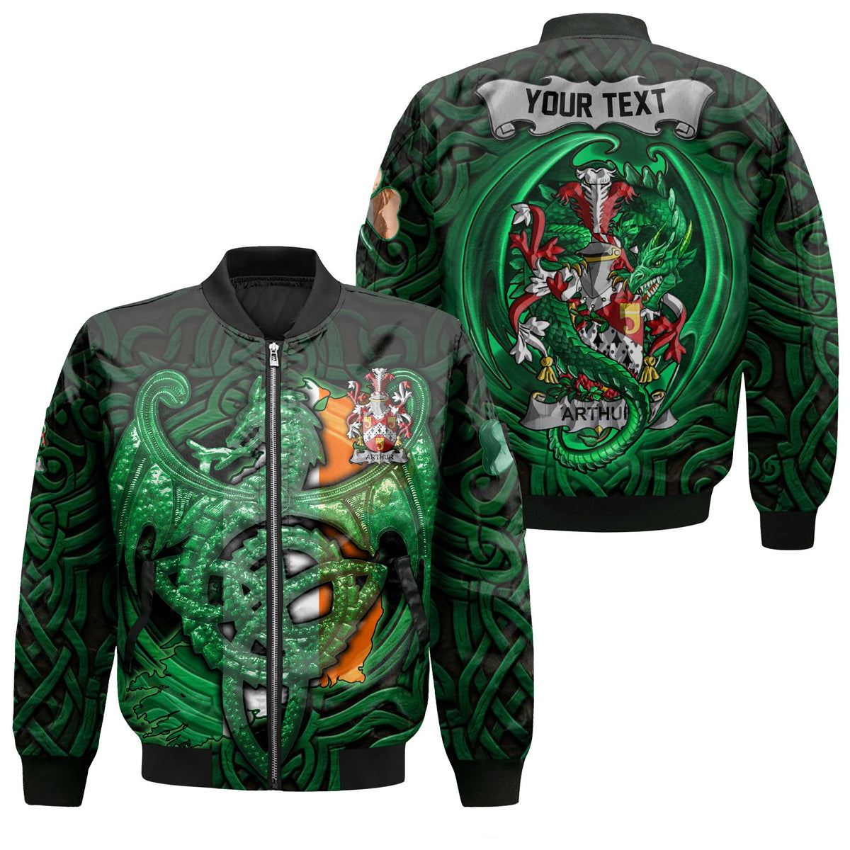 Arthur Bomber Jackets The Green Dragon Of Ireland Style