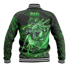 Ash Baseball Jackets Celtic Cross And Dragon Style