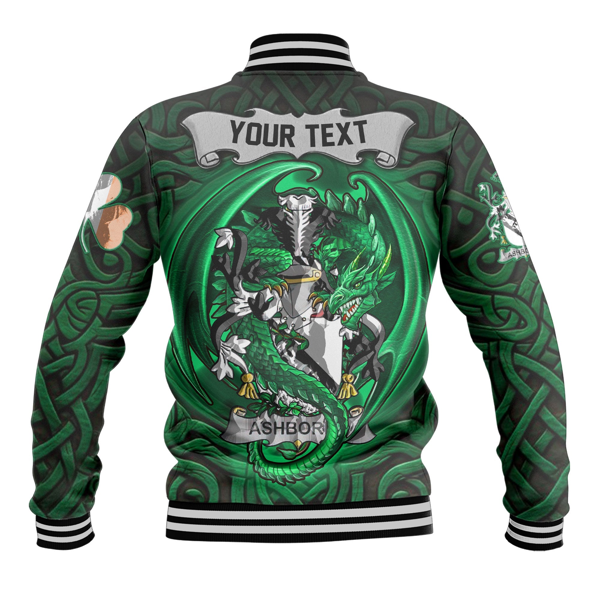 Ashborne Baseball Jackets The Green Dragon Of Ireland Style