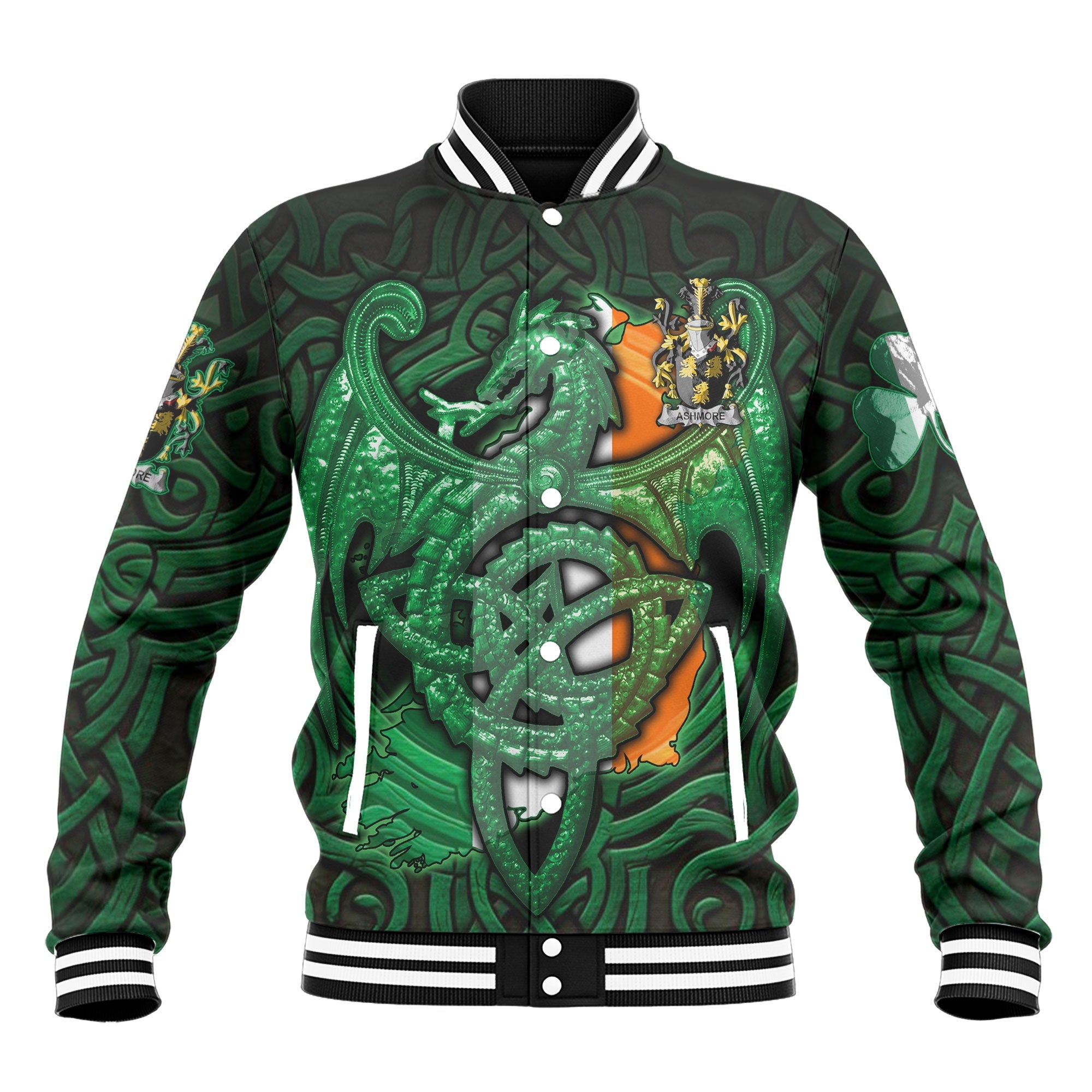 Ashmore Baseball Jackets The Green Dragon Of Ireland Style