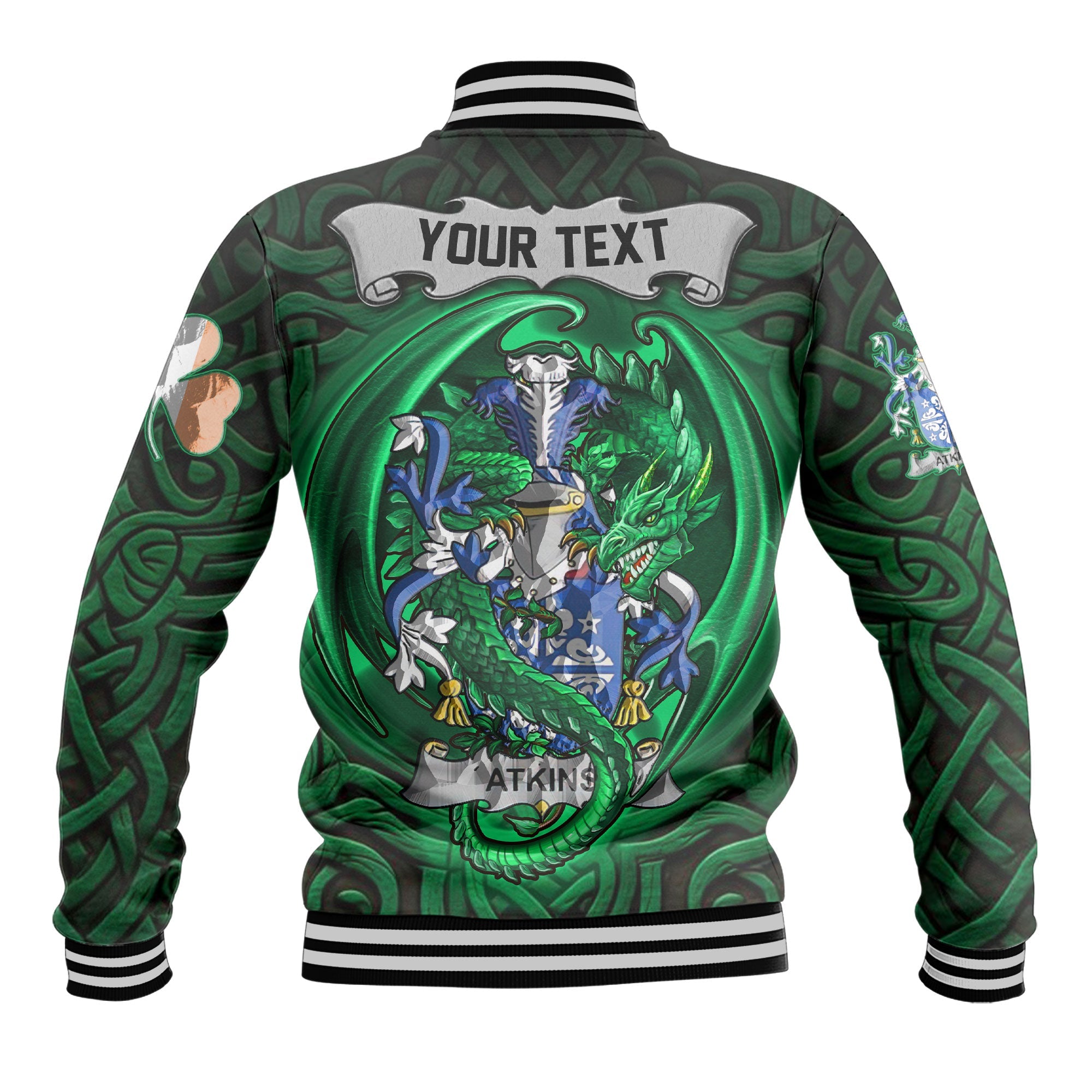 Atkins Baseball Jackets The Green Dragon Of Ireland Style