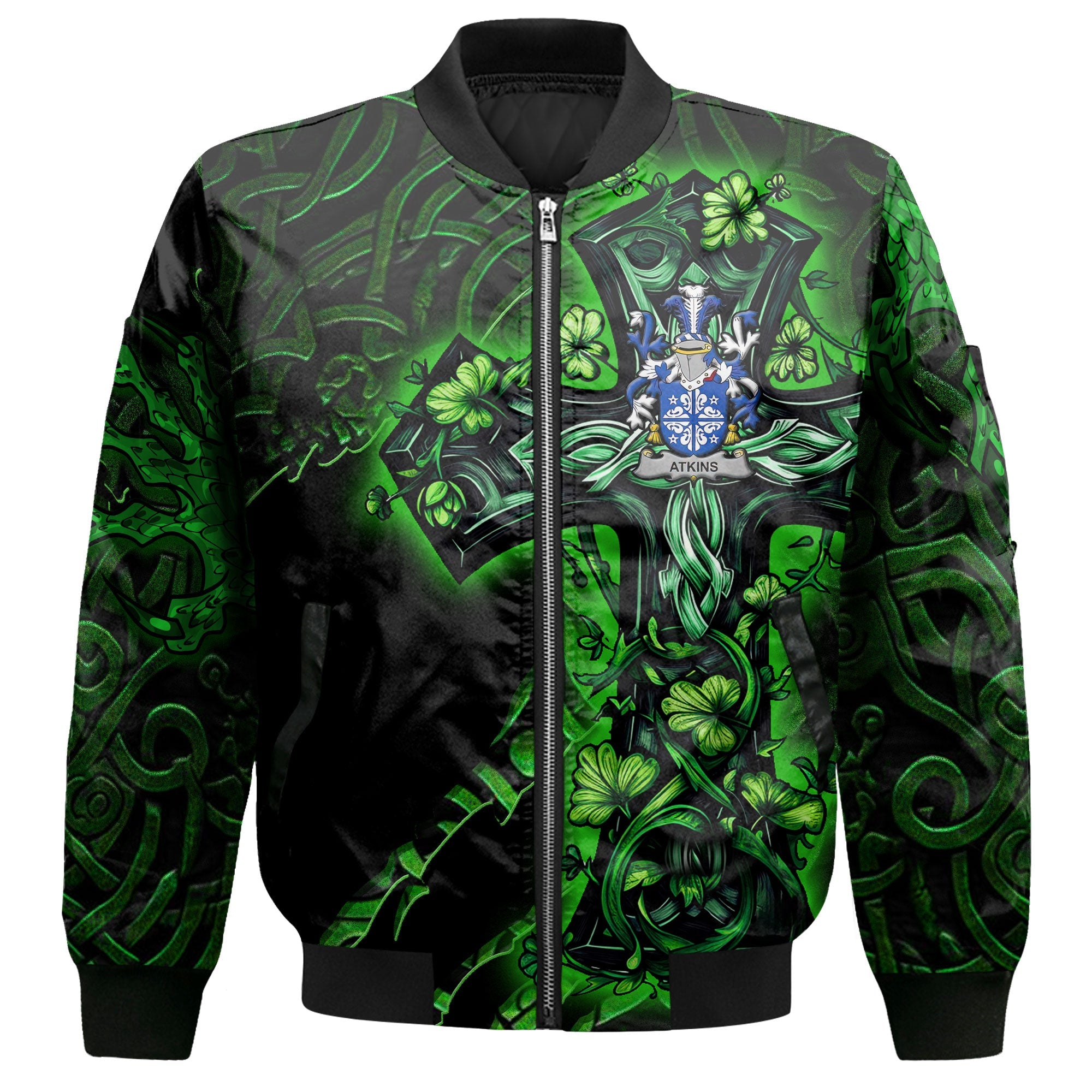 Atkins Bomber Jackets Celtic Cross And Dragon Style