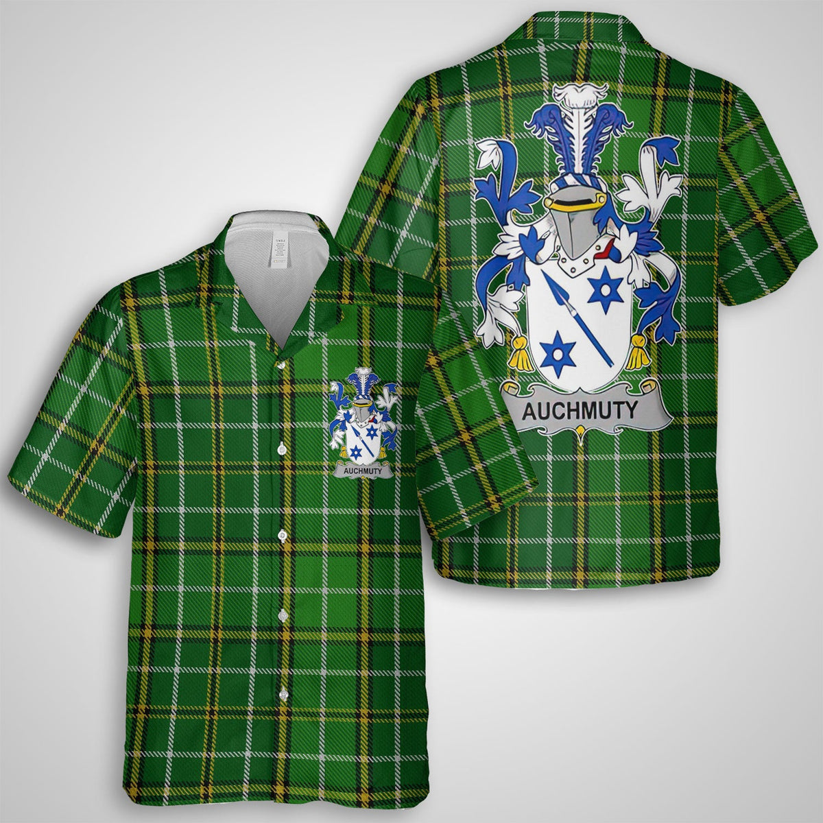 Auchmuty Hawaiian Shirts Crest And National Plaid Style