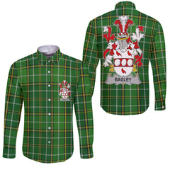 Bagley or Begley Long Sleeve Button Shirts Crest And National Plaid Style