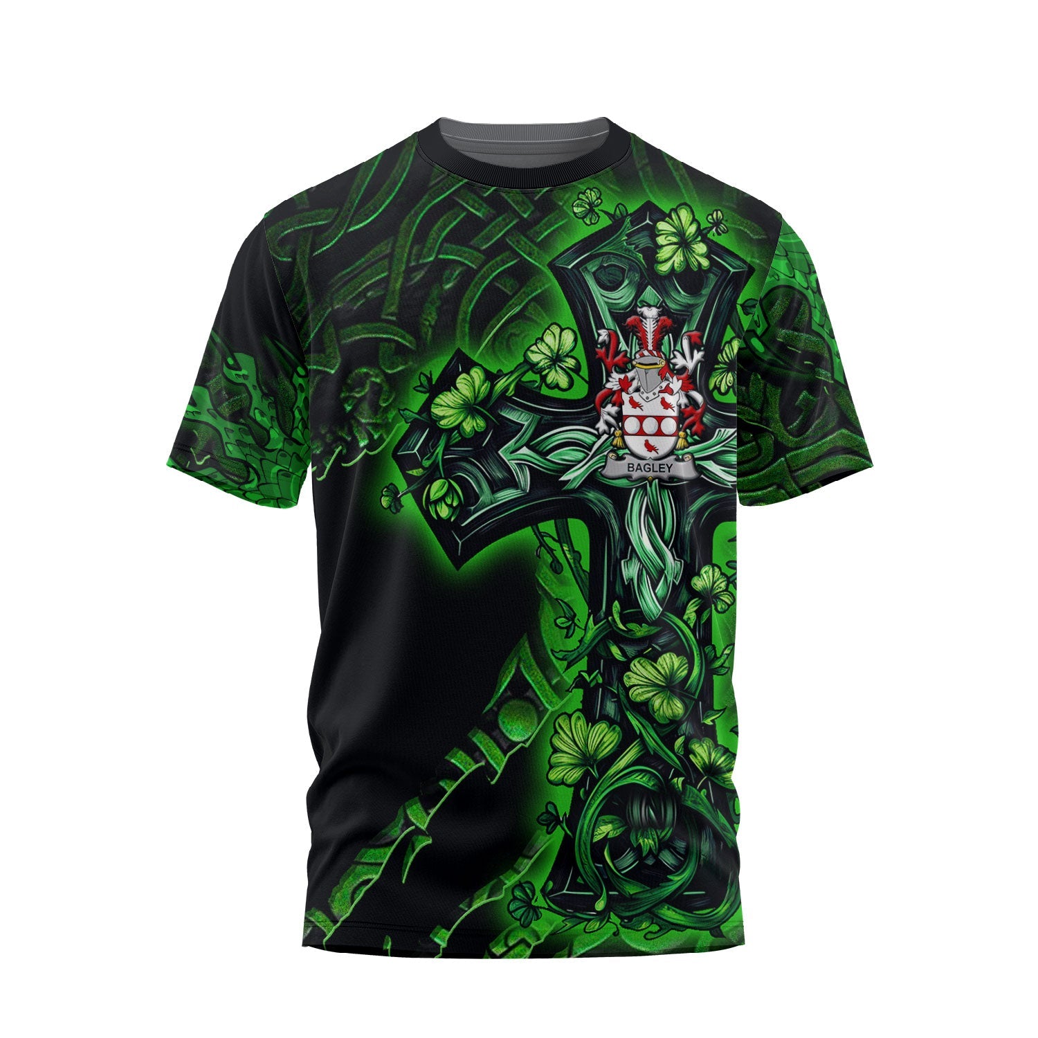 Bagley or Begley T-Shirts Celtic Cross And Dragon Style