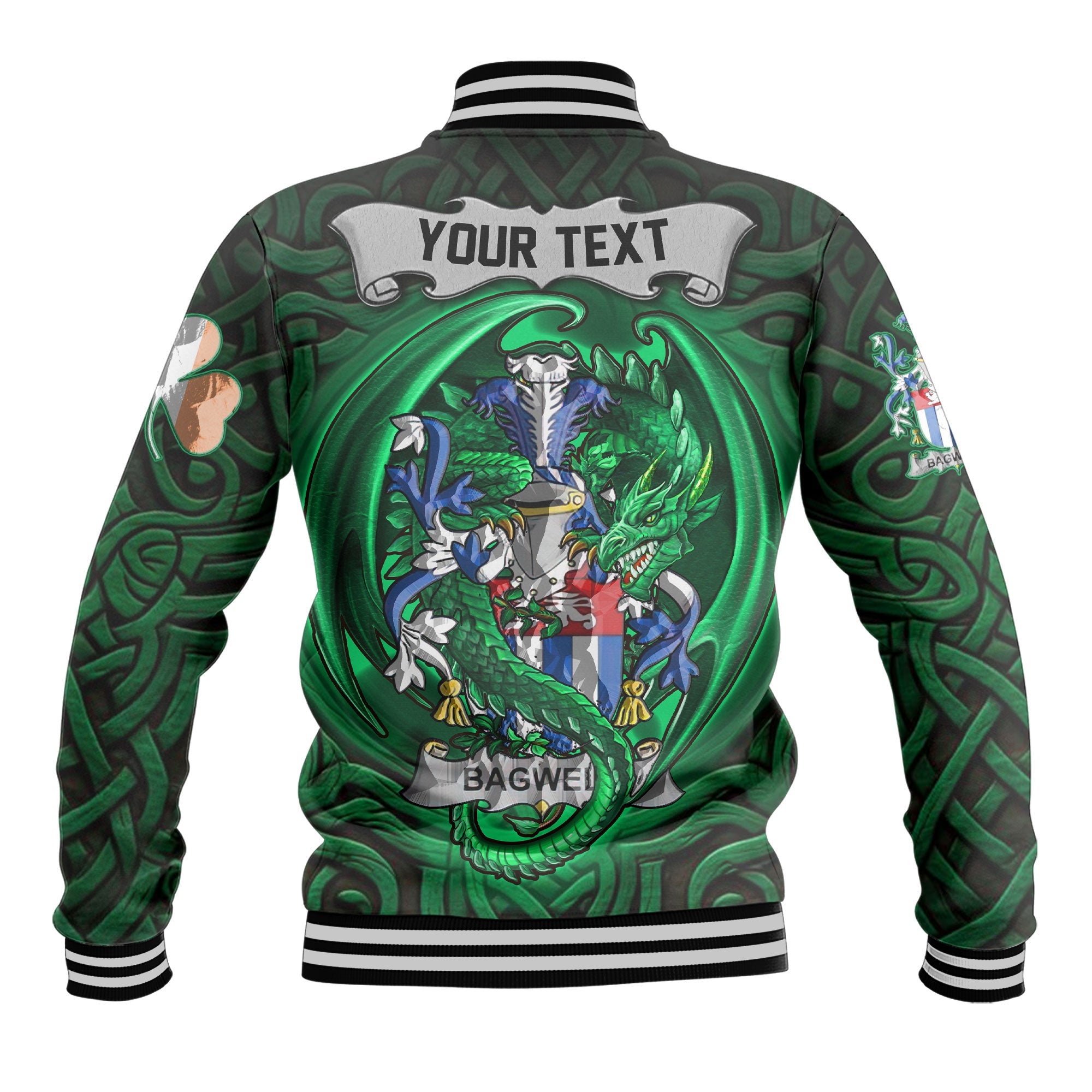 Bagwell Baseball Jackets The Green Dragon Of Ireland Style